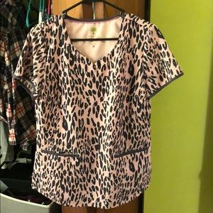 Pink and Black Cheetah scrub top